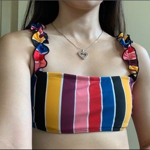 Multi-colored padded bikini top
